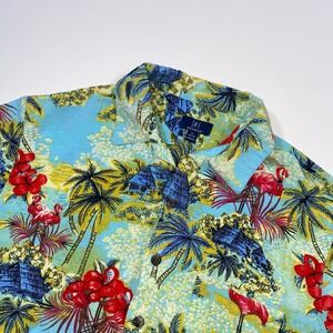George Mens‎ Tropical Flamingo Palm Tree Hawaiian Shirt Size M